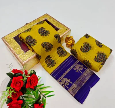 Zig Zag Digital Print Saree with Contrast Jari Border and Line Design Pallu